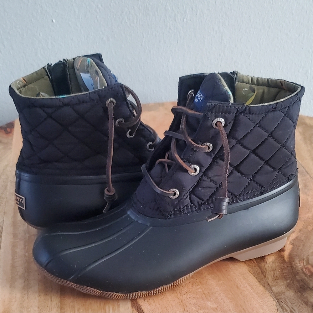 SPERRY Women's Size 8 Black Water Proof Rubber Rain Duck Boots